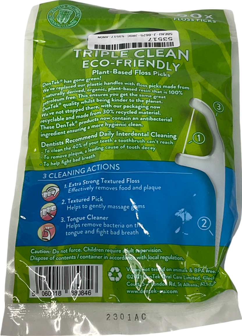 dentek Triple Clean Eco Plant Based Floss Picks 90