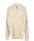 Crew Clothing Beige Organic Cotton Half Zip Logo Jumper UK XXL