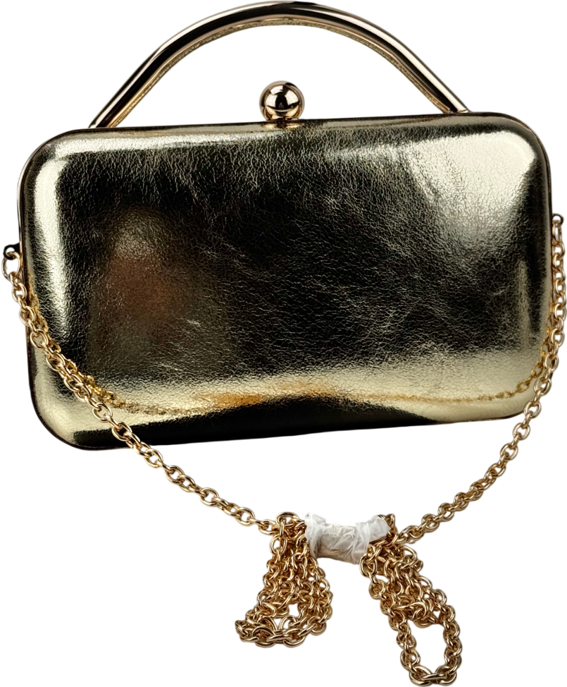 ASOS Coated Round Frame Clutch Bag In Metallic Gold