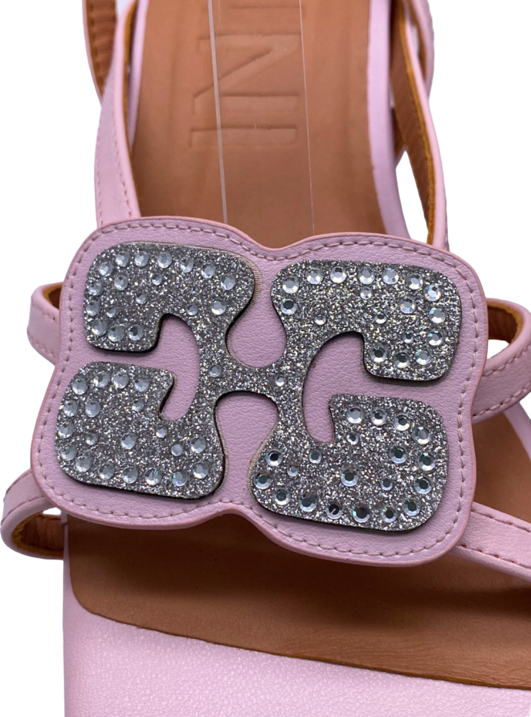 Ganni Pink Crystal-Embellished Heeled Sandals UK 5