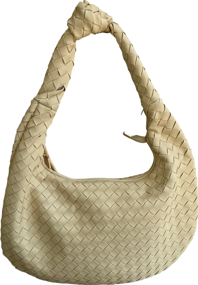 Melie Bianco Butter Yellow Larissa Woven Vegan Leather Shoulder Bag