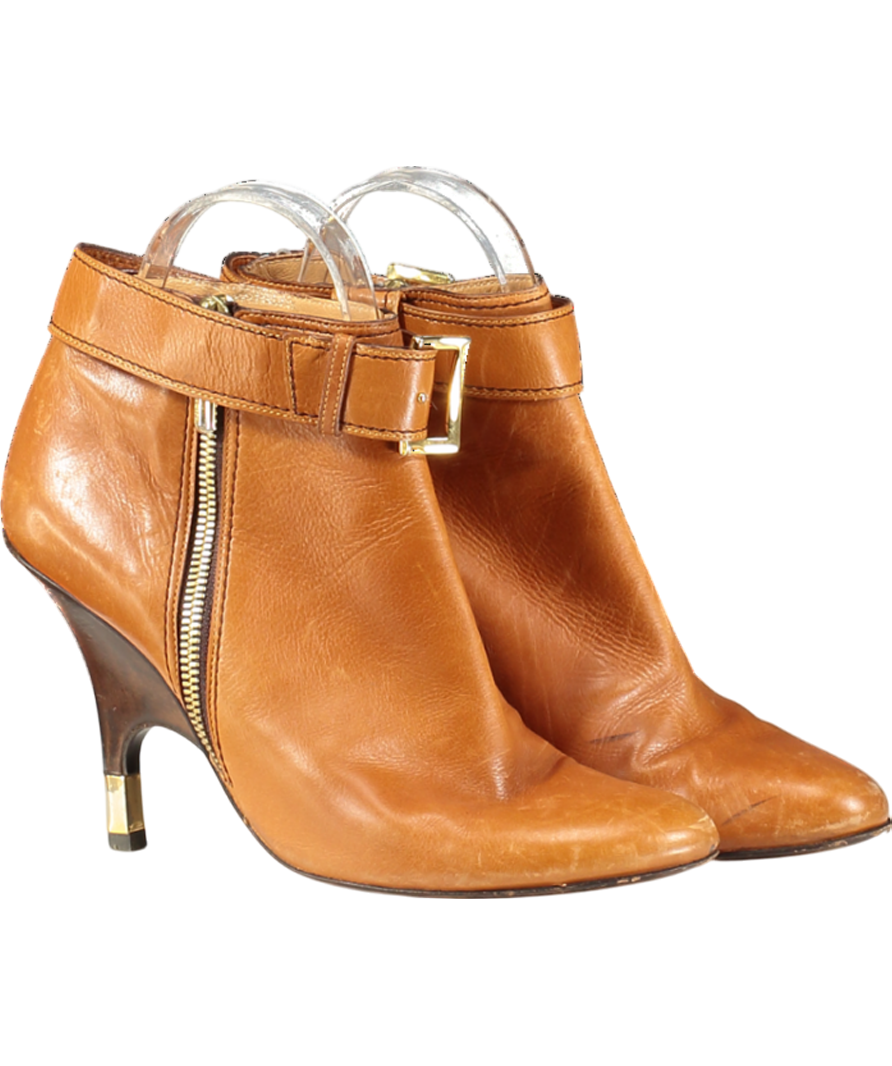 Giuseppe Zanotti Tan Vincini Leather Buckle Detail Ankle Length Boots UK 4 EU 37 👠