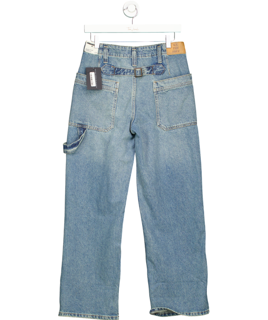 Free People Blue Major Leagues Mid Rise Cuff Cropped Jeans W26