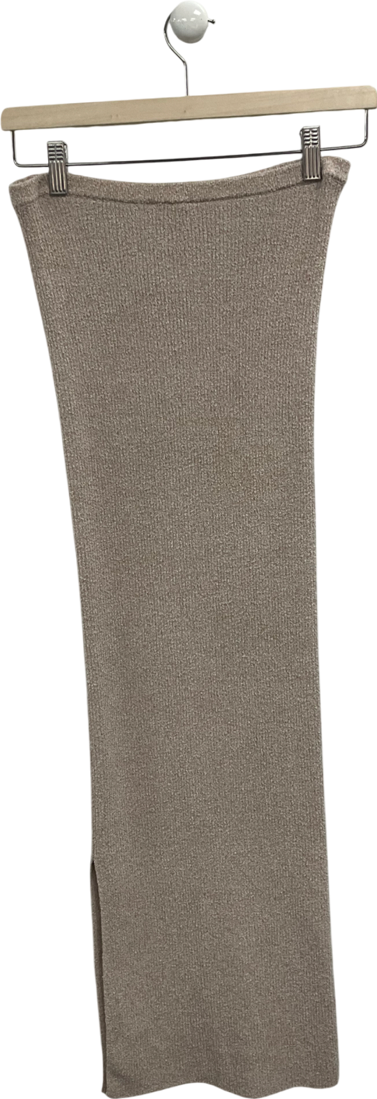 Oh Polly Beige Strapless ribbed Midi Dress UK S