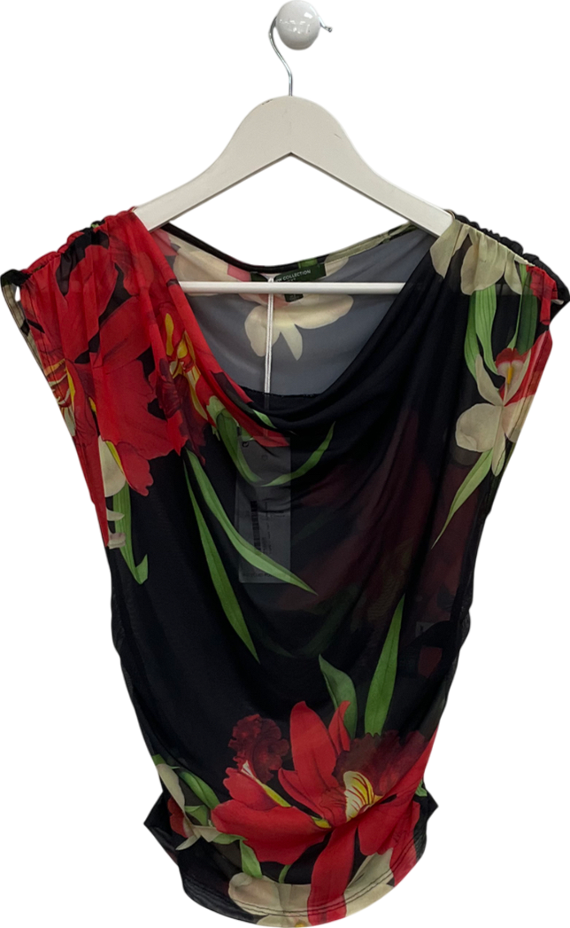 Next Black Botanical Print Mesh Top UK 6