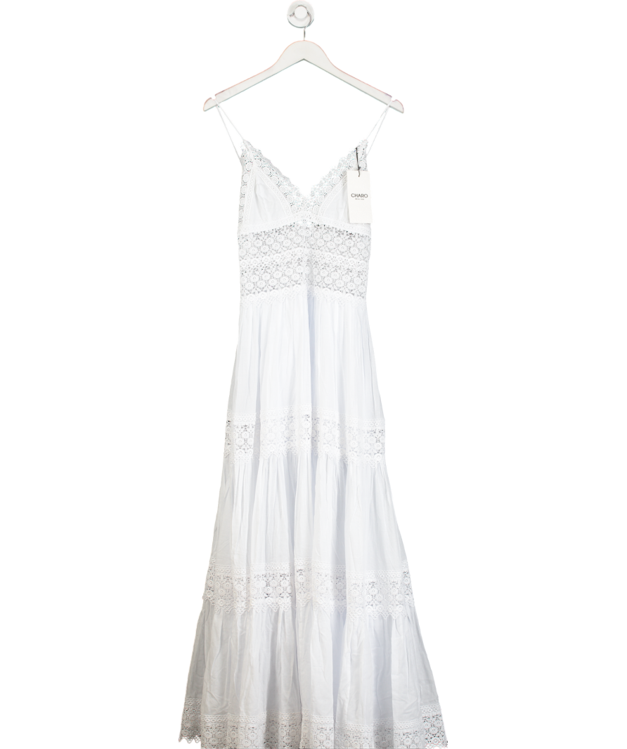 Charo Ruiz Ibiza White Cindy Guipure-lace Maxi Dress UK S