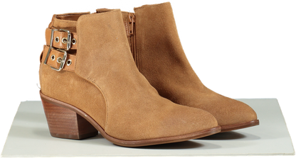 Dune London Pinna Tan Suede Buckle Detail Ankle Boots UK 4