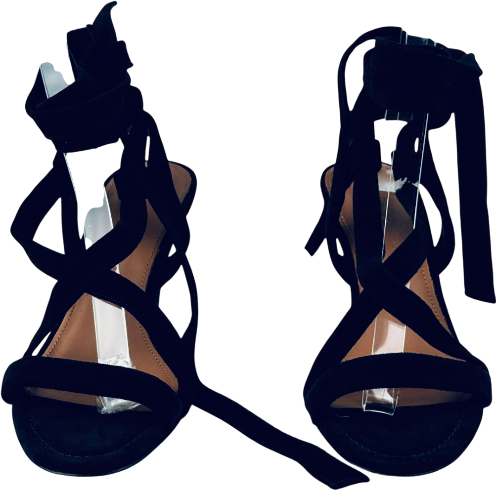 BA&SH Black Ankle Tie Suede Sandals UK 6 EU 39 👠