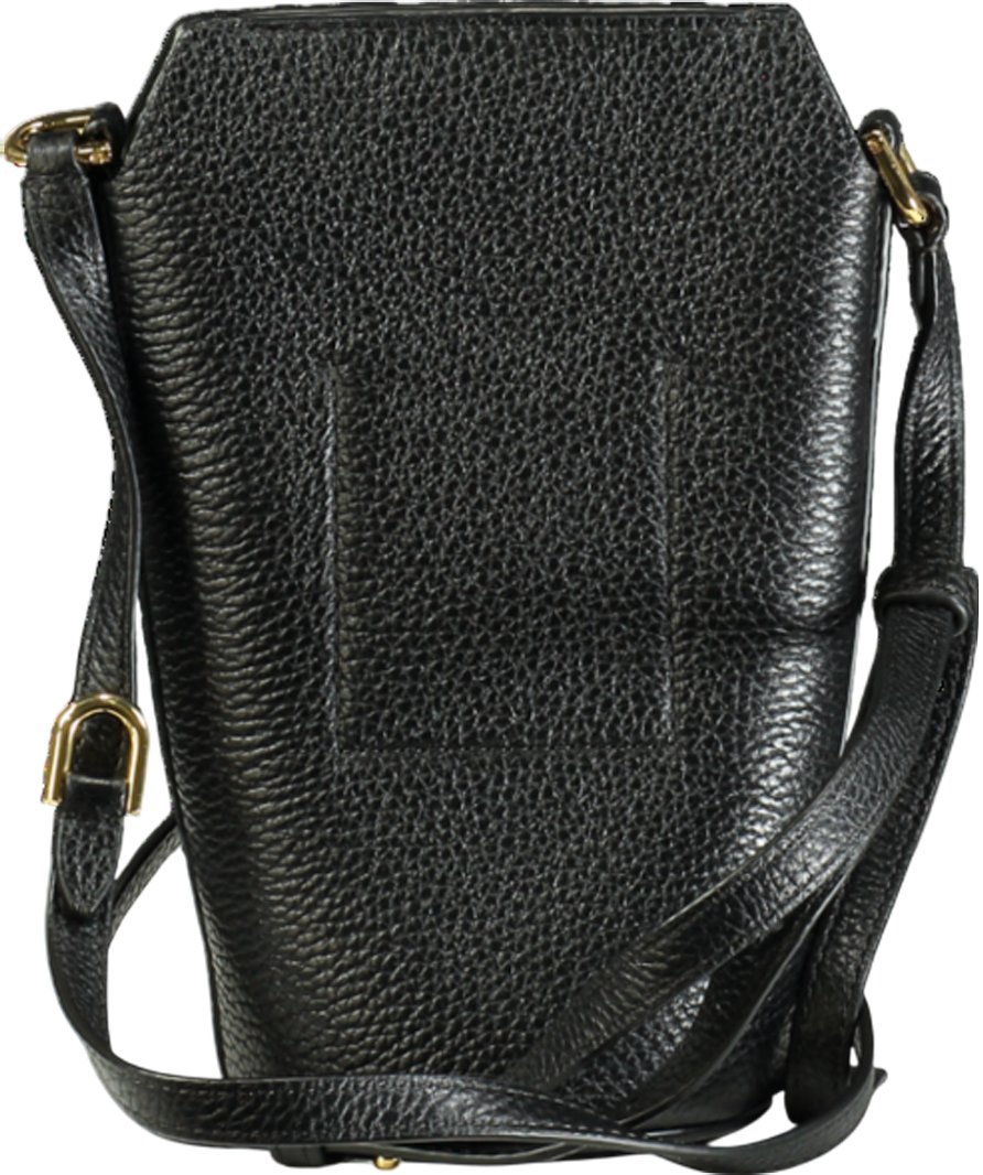 Ecco Black Leather Crossbody Pot Bag