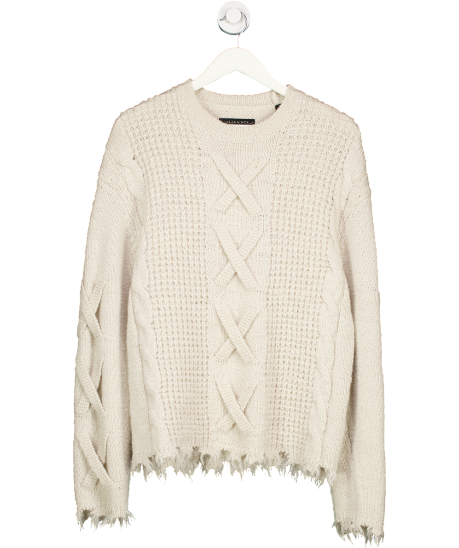 AllSaints Beige Hennet Crew Neck Knit Jumper UK M