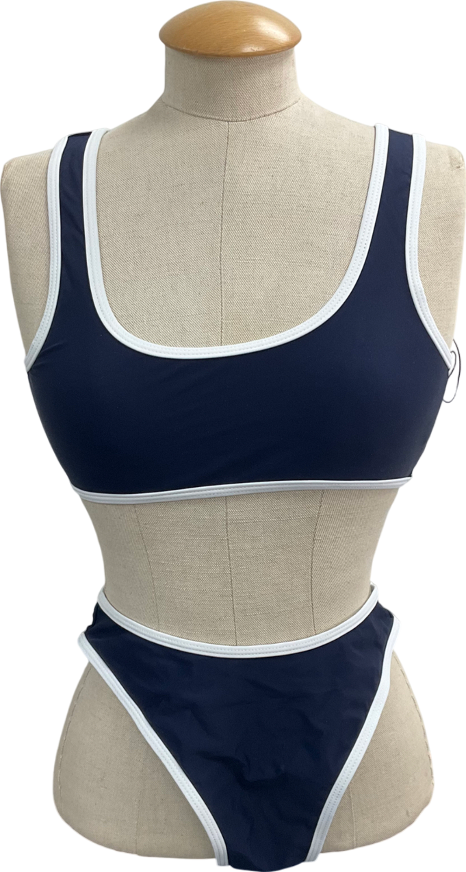 4th & Reckless Blue Florence Contrast Trim Bikini UK 8