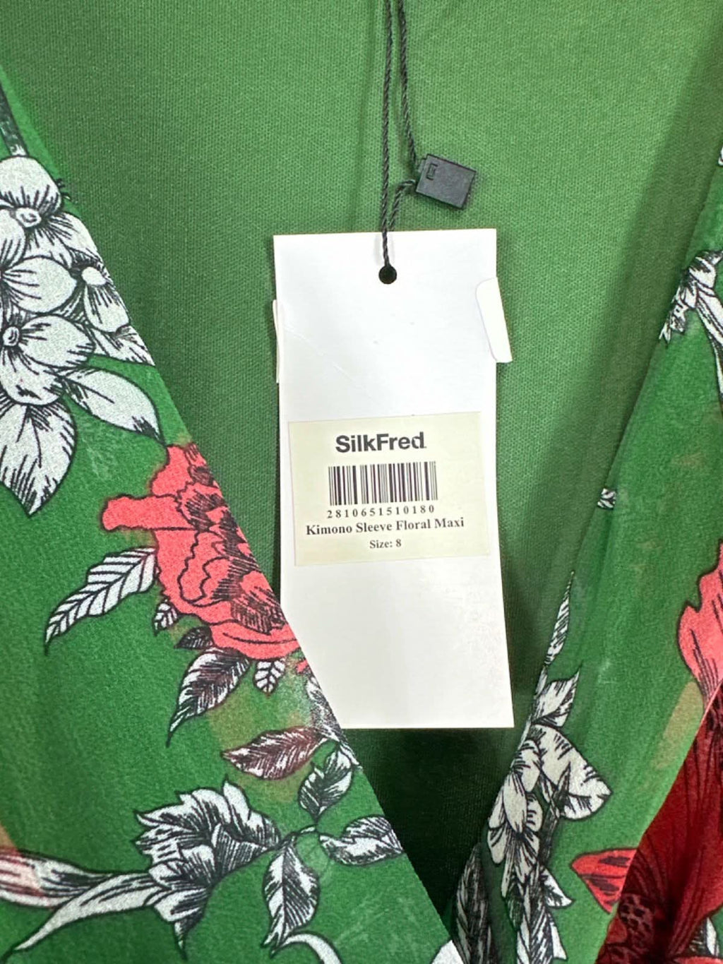 SilkFred Green Kimono Sleeve Floral Maxi Dress Size 8
