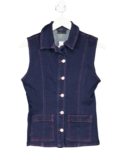 ASOS Blue Denim Fitted Waistcoat UK 8