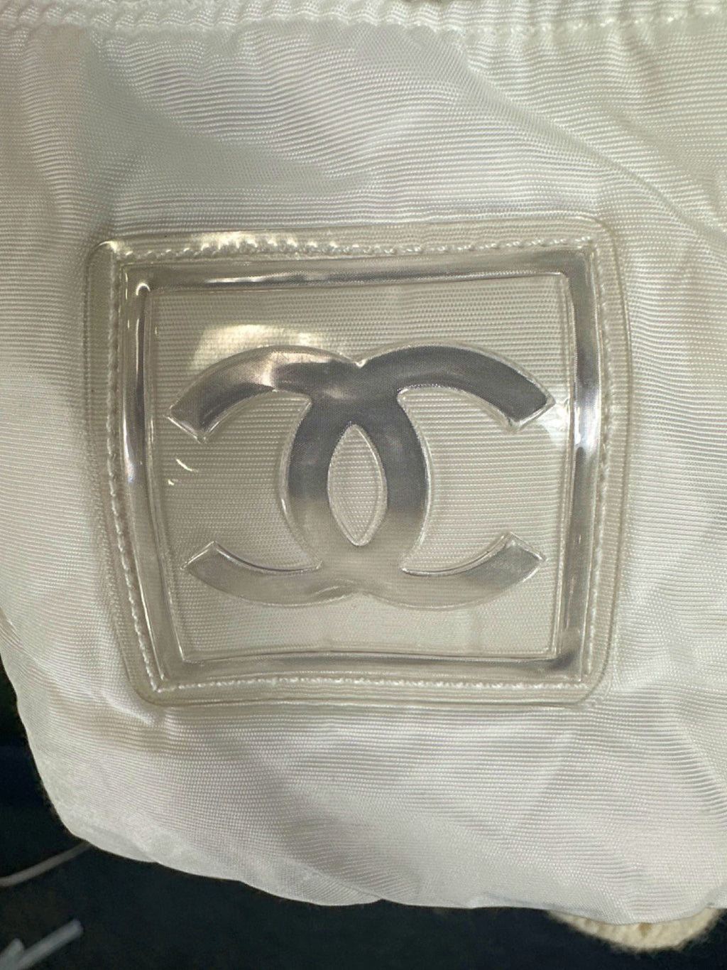 Chanel White Quilted Sportline Logo Sleeve Jacket UK 14