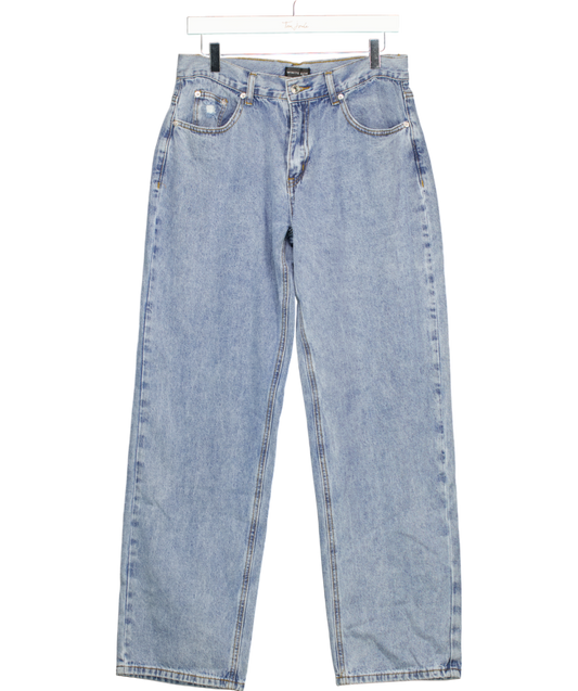 White Fox Fashion Society Mid Rise Straight Leg Jeans Blue Wash UK L