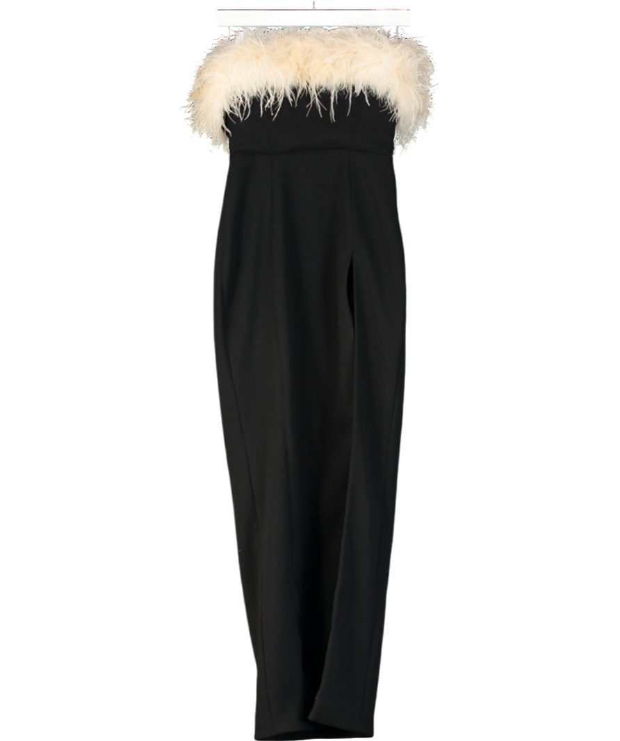 House of CB Black Sarai Feather Dress UK S