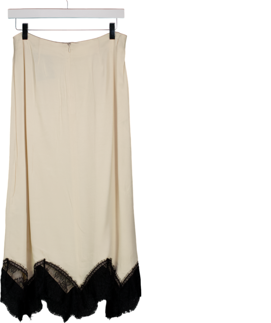 River Island Cream Lace Hem Satin Midi Skirt UK 6