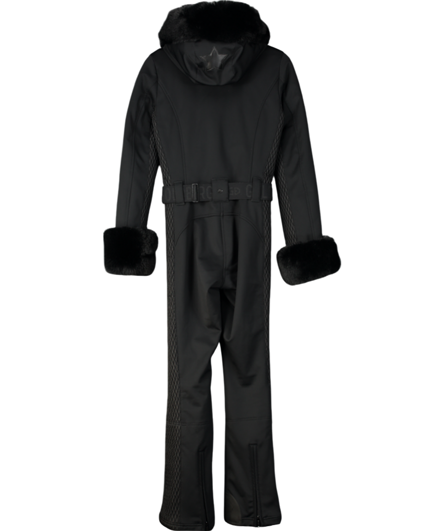 Goldbergh Black Parry Belted Hooded Faux Fur-trimmed Ski Suit UK 8
