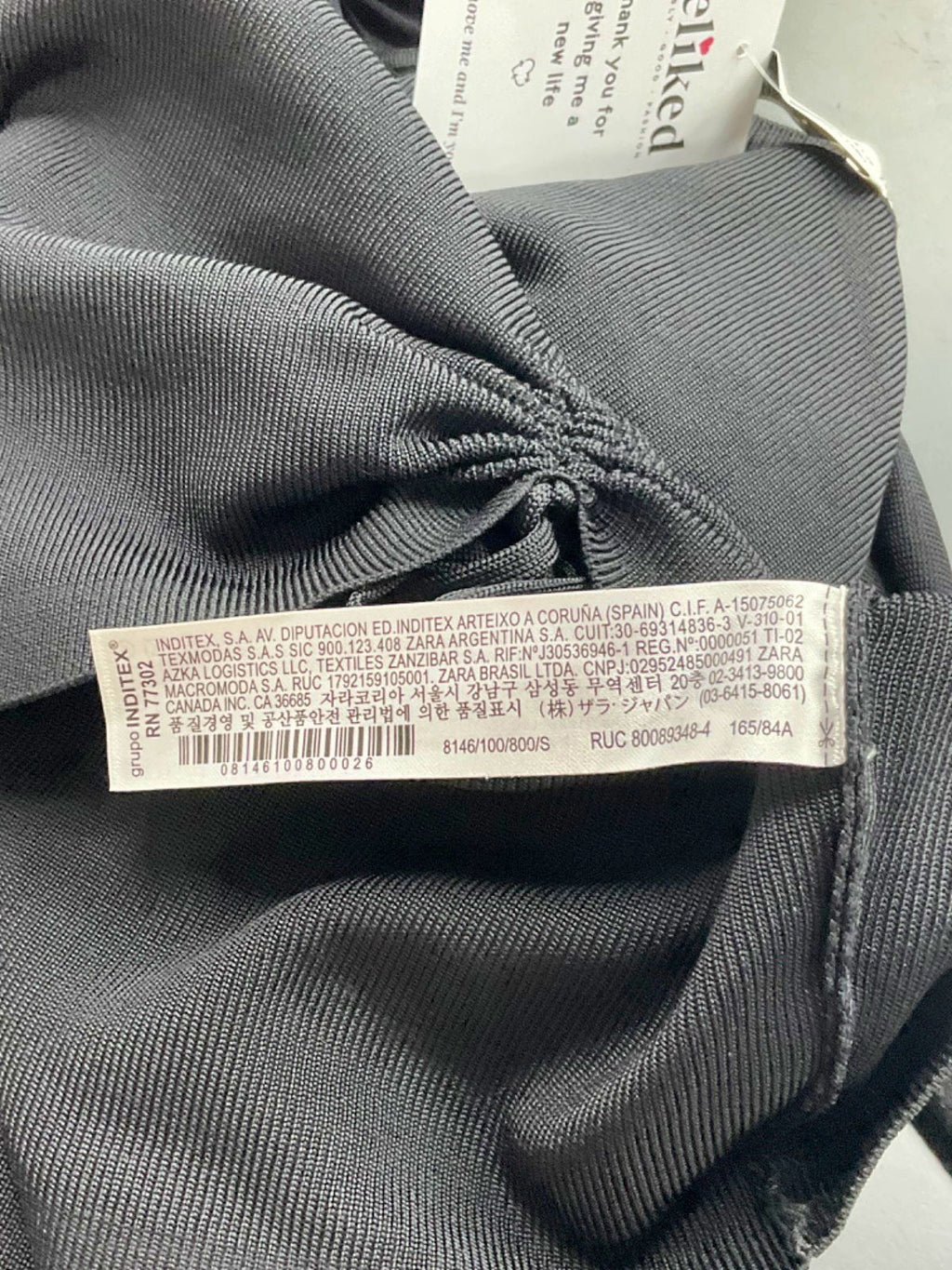 Zara Black V-Neck Long Sleeve Top UK 8