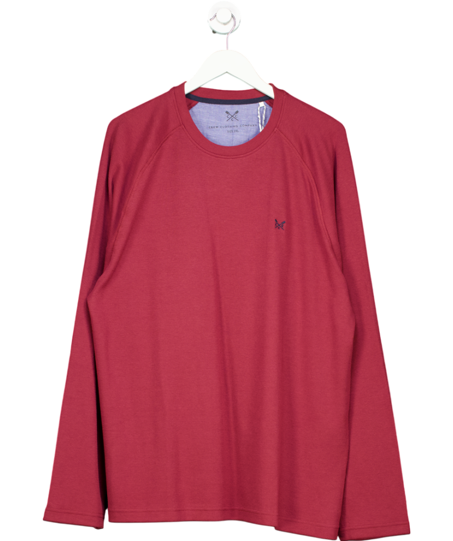 Crew Clothing Burgundy Waffle Crew Neck Long Sleeve Sweater UK XXL