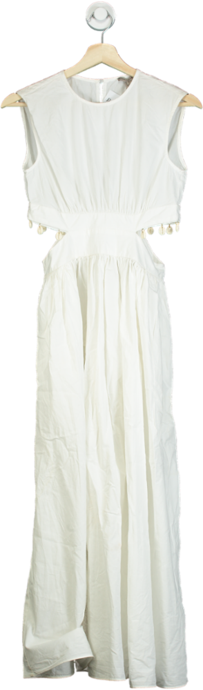 River Island White Sleeveless Maxi Dress with Cut Out Detail UK 6