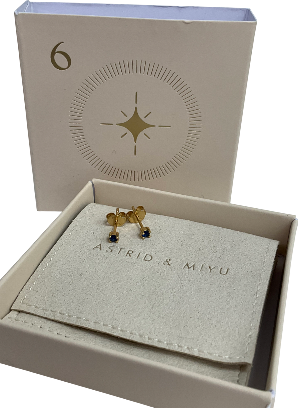 Astrid & Miyu Gold Blue Cz Stud Earrings In Gold One Size
