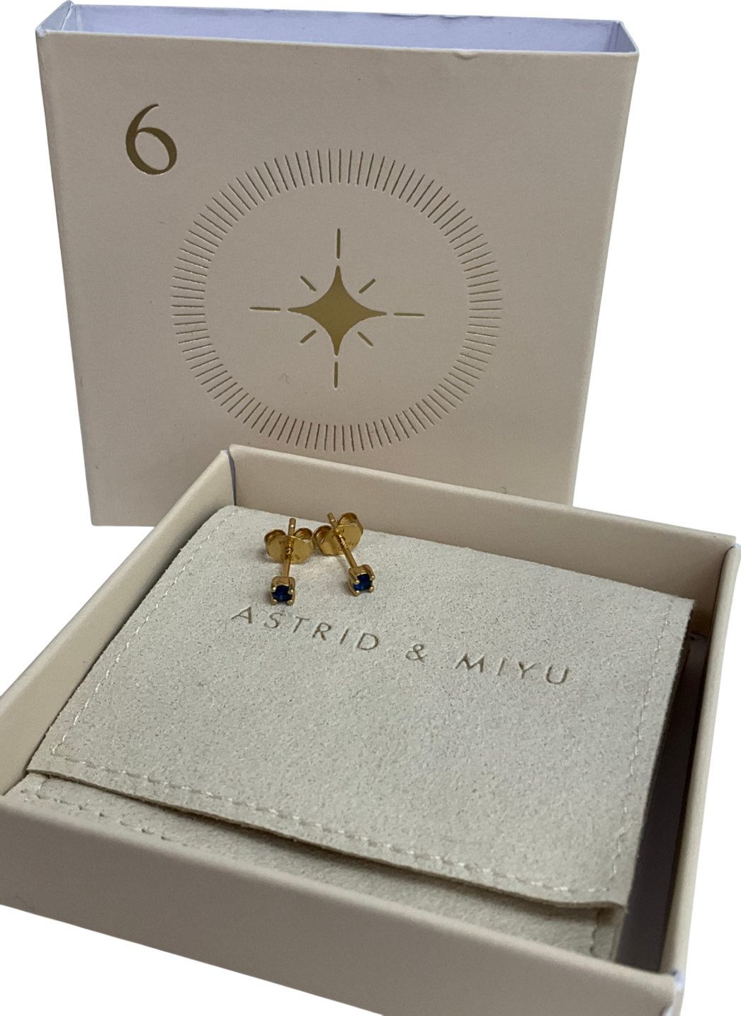 Astrid & Miyu Gold Blue Cz Stud Earrings In Gold One Size