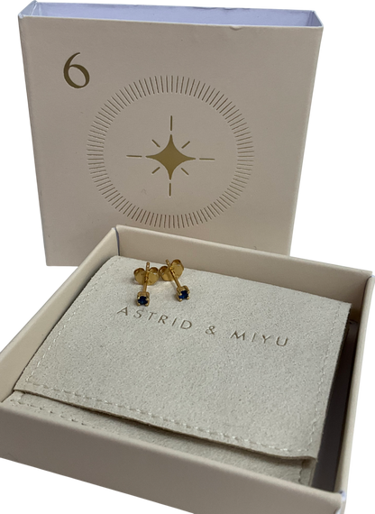 Astrid & Miyu Gold Blue Cz Stud Earrings In Gold One Size