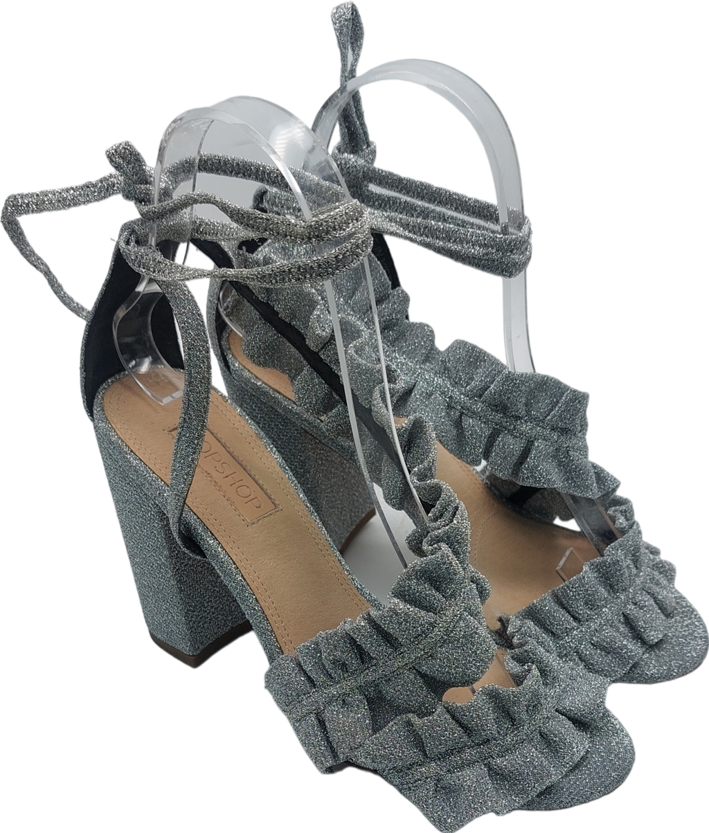Topshop Chunky Heel Metallic Ankle Tie Sandals UK 3 EU 36 👠