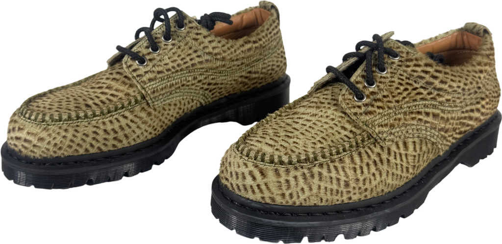 Dr Martens Green Lowell Hair On Leather Moc Toe Shoes UK 10 EU 44