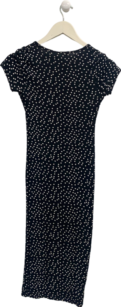 Pretty Little Thing Black Polka Dot Midi Dress UK 8