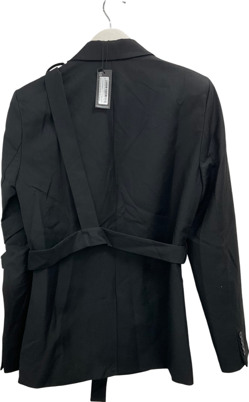boohooMan Black Skinny Fit Suit Blazer With Strap Detail UK 36" CHEST
