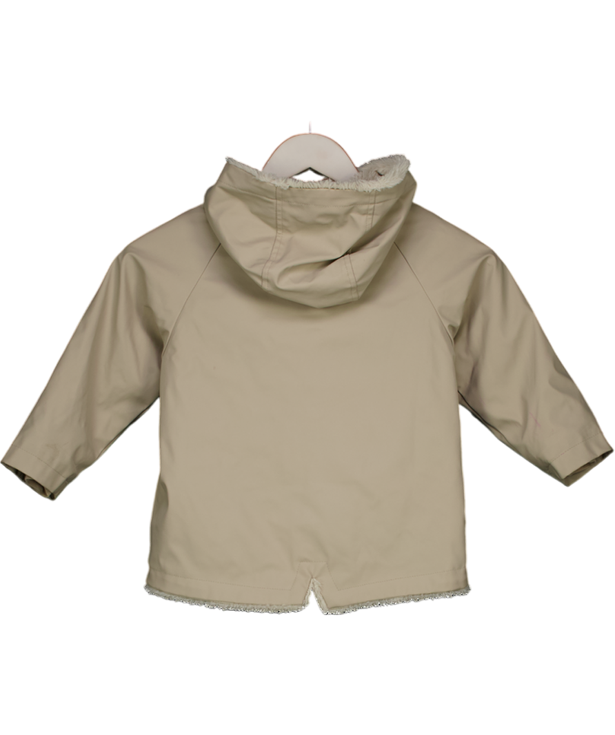 ZARA Kids Beige Fur Lined Rain Coat With Hood 3 Years