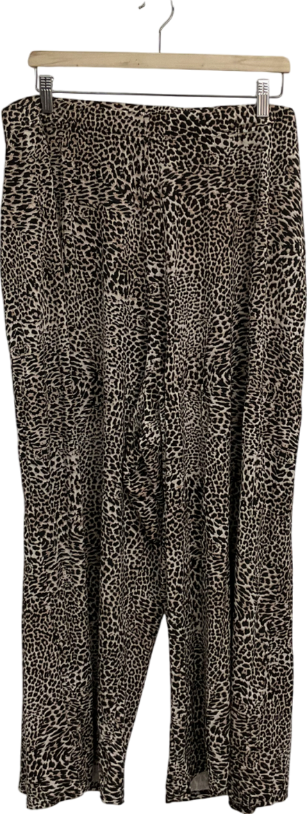 M&S Limited Collection Brown Leopard Print Wide Leg Trousers UK 26-28