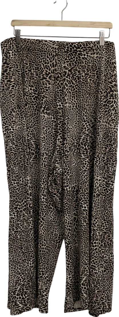 M&S Limited Collection Brown Leopard Print Wide Leg Trousers UK 26-28