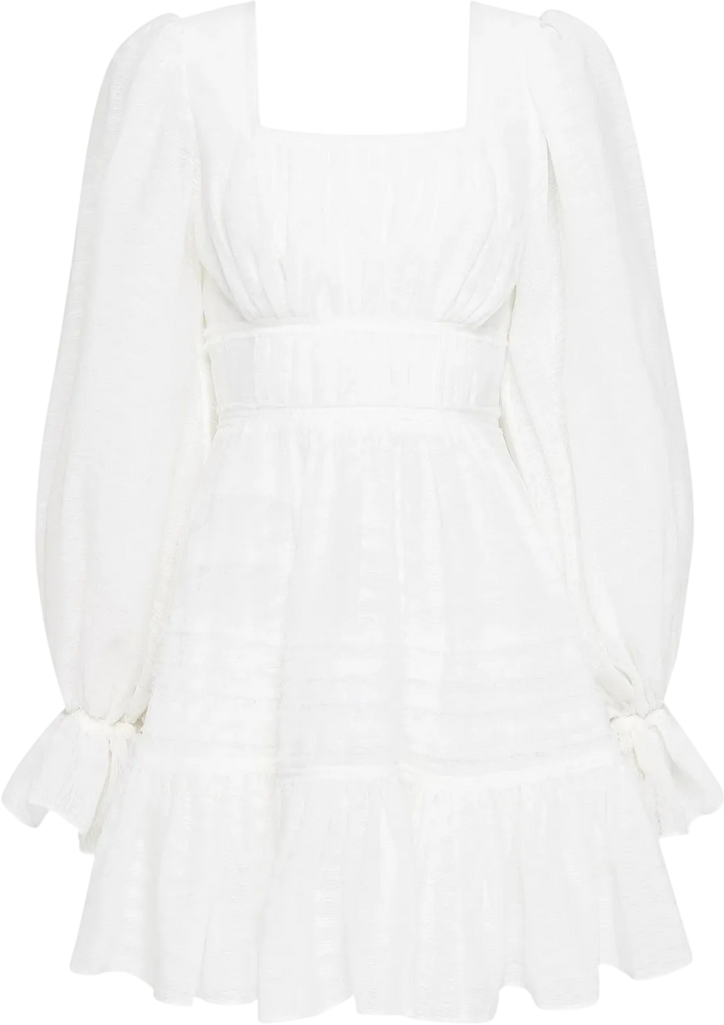 AJE. Impression White Square Neck Long Sleeve Mini Dress UK 8