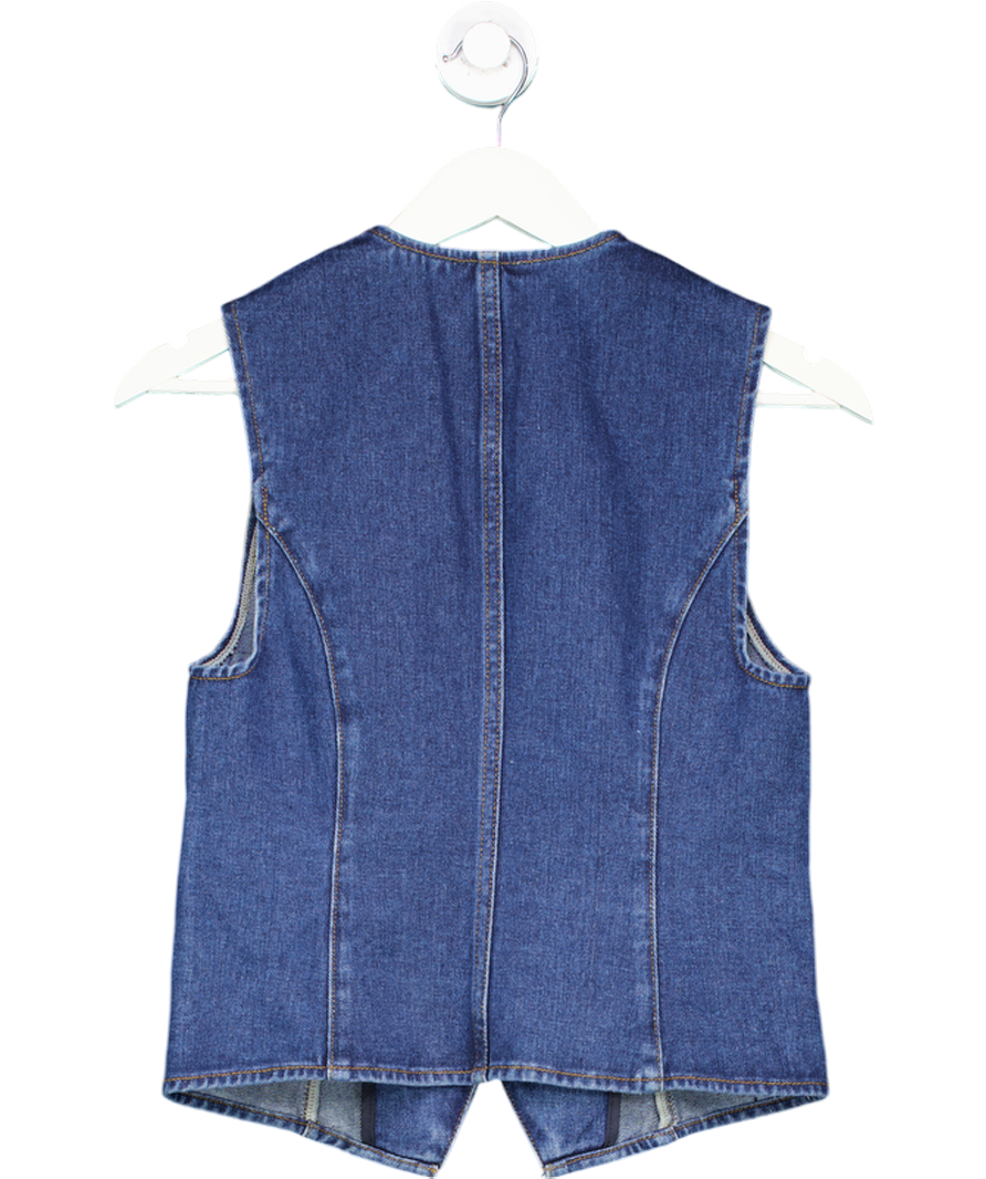Karen Millen Blue Denim Button Through Waistcoat UK 8