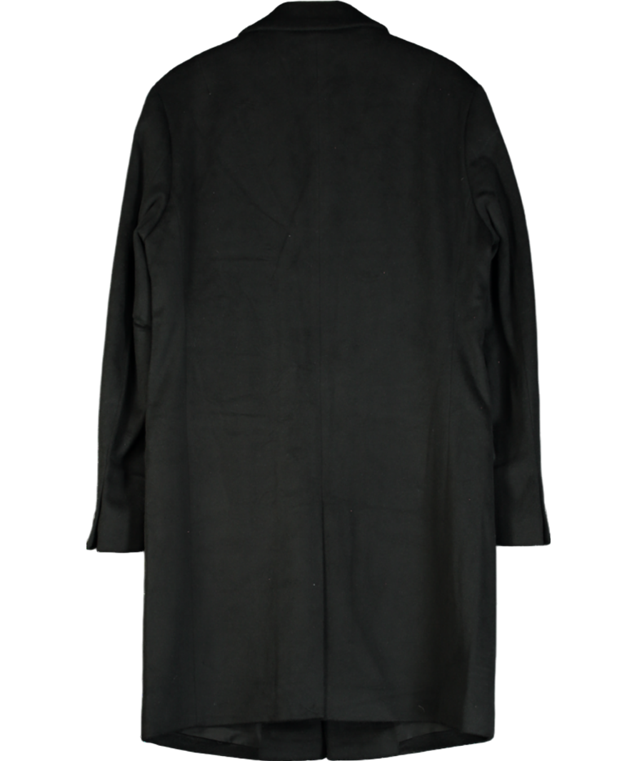 All Saints Black Hal Single Breasted Wool Blend Coat UK M