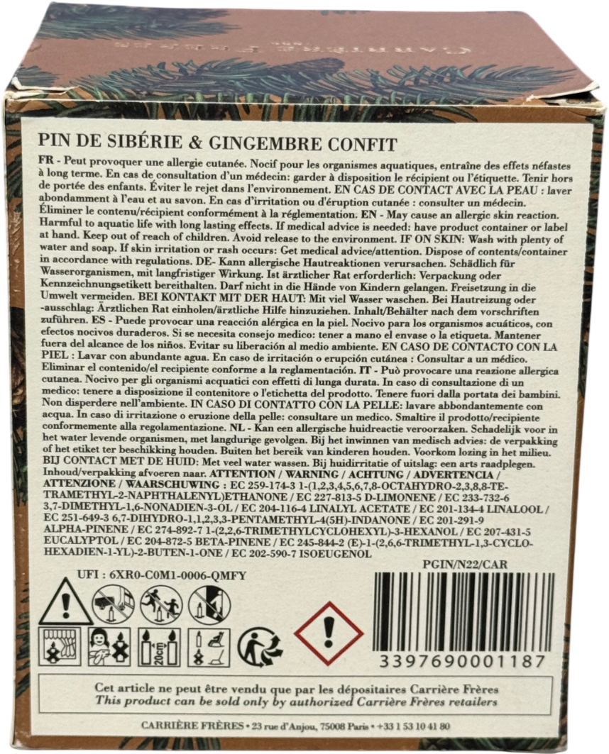 CARRIÈRE FRÈRES Beige Festive Pine & Candied Ginger Candle 185g