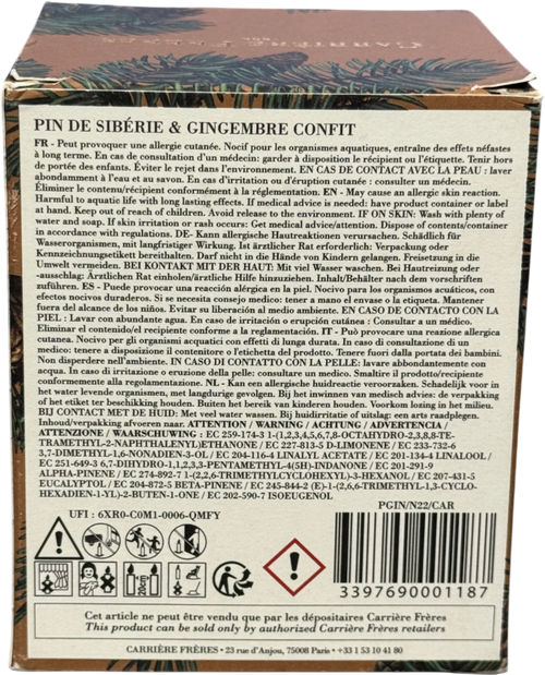 CARRIÈRE FRÈRES Beige Festive Pine & Candied Ginger Candle 185g