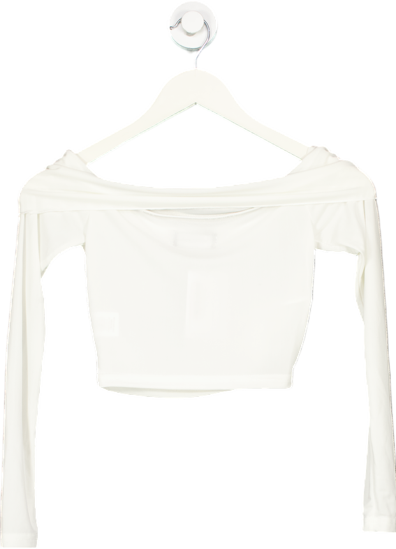 White Fox White Off-Shoulder Crop Top UK XS