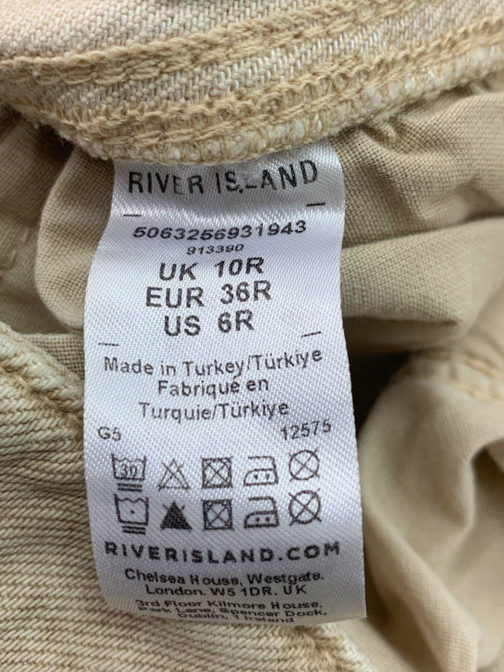 River Island Beige Wide Leg Jeans UK 10