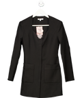 Miss Rosier Black Square Neck Colarless Blazer Dress With Dimante Brooch UK S