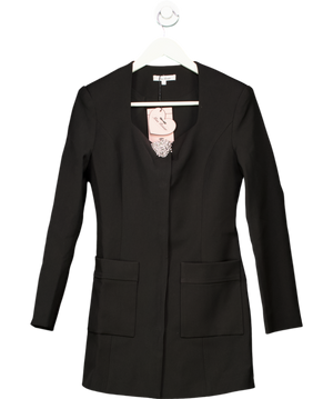 Miss Rosier Black Square Neck Colarless Blazer Dress With Dimante Brooch UK S