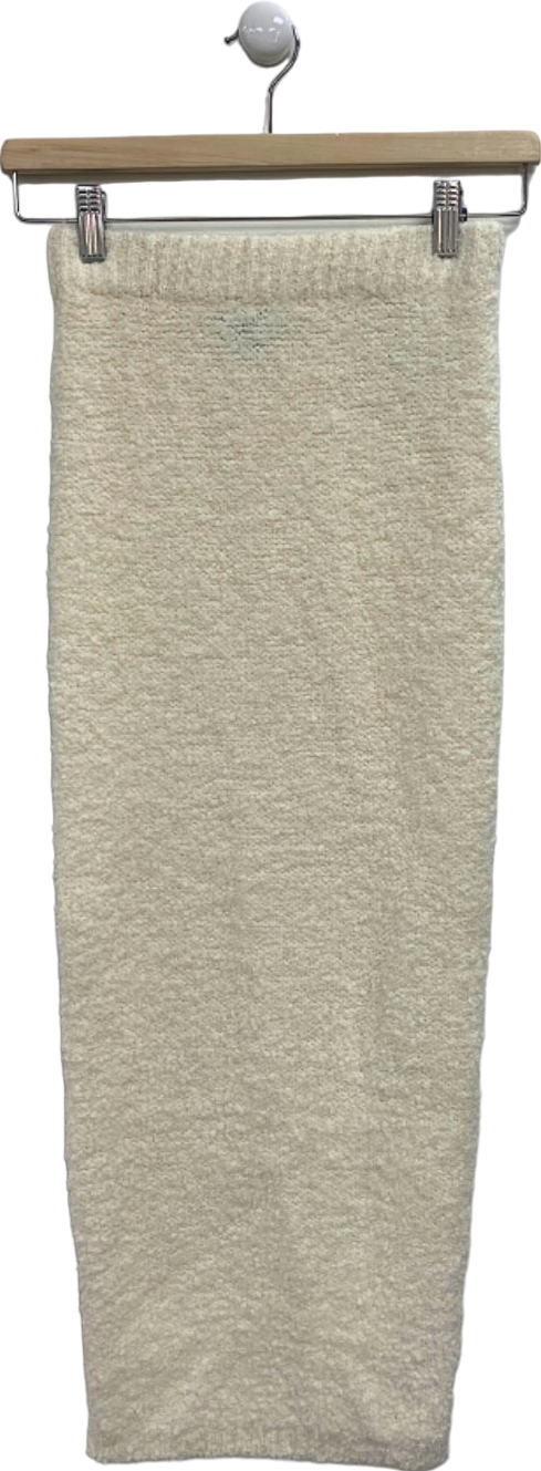 Pretty Little Thing Cream Knitted Midi Skirt UK XS