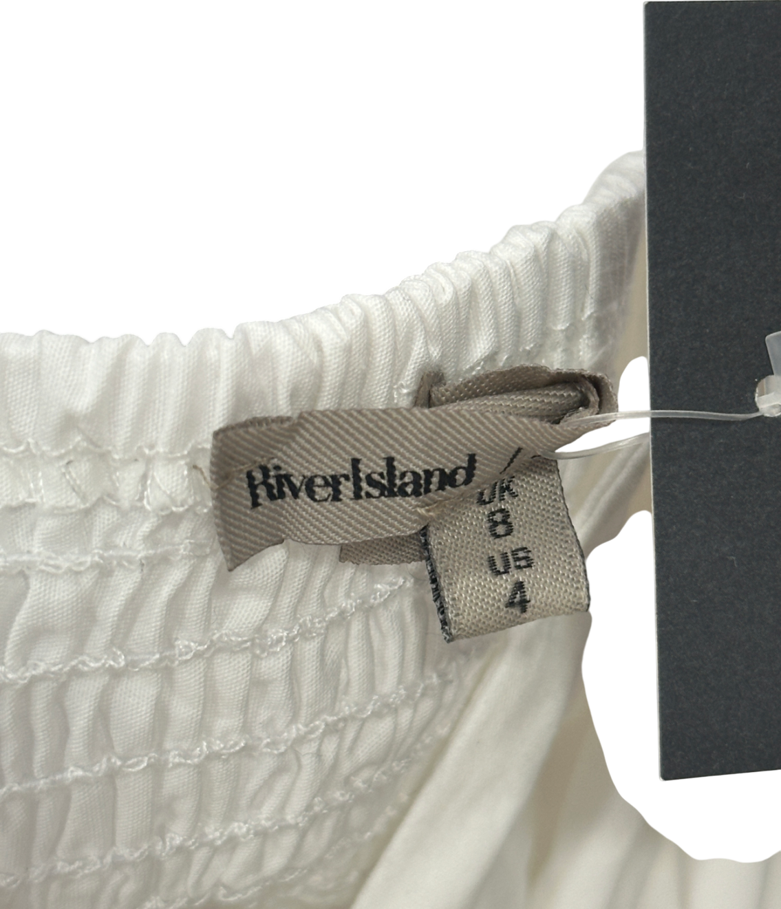 River Island White Twist Front Skater Midi Dress UK 8