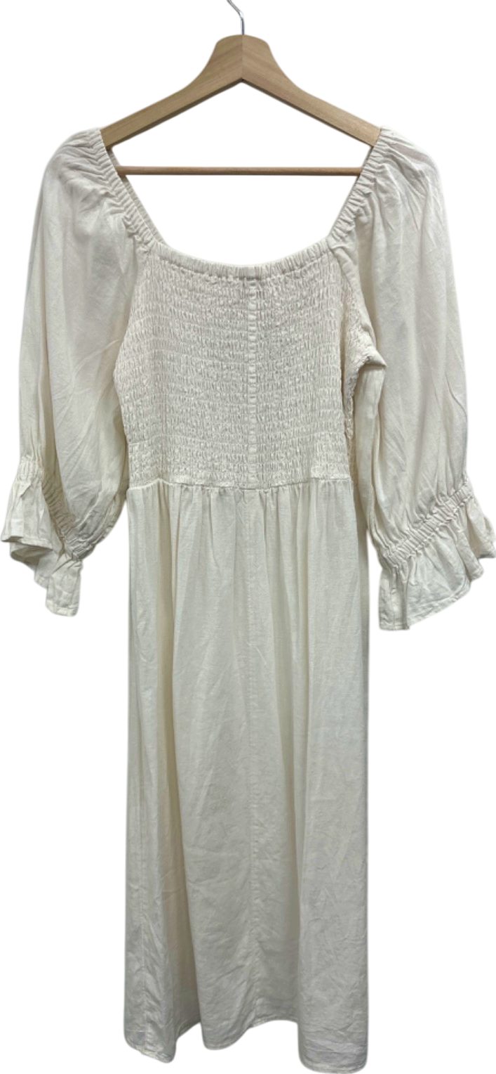 By Very White Smocked Midi Dress UK 14