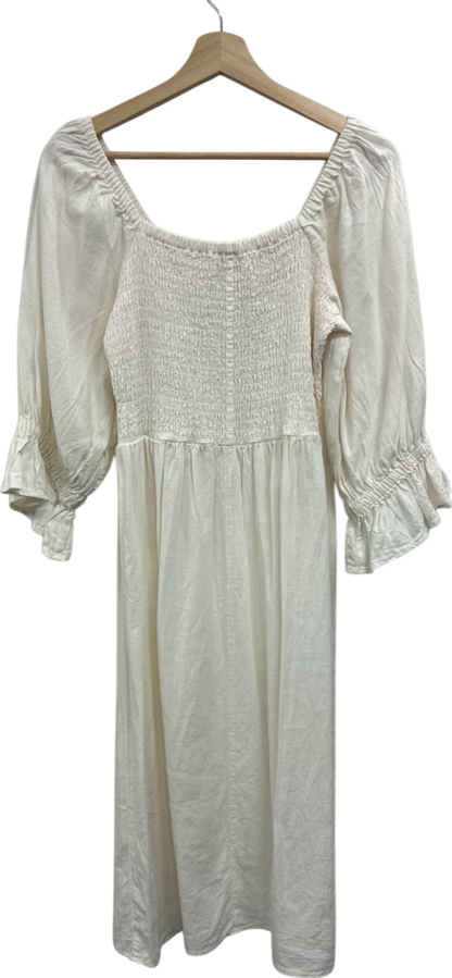 By Very White Smocked Midi Dress UK 14