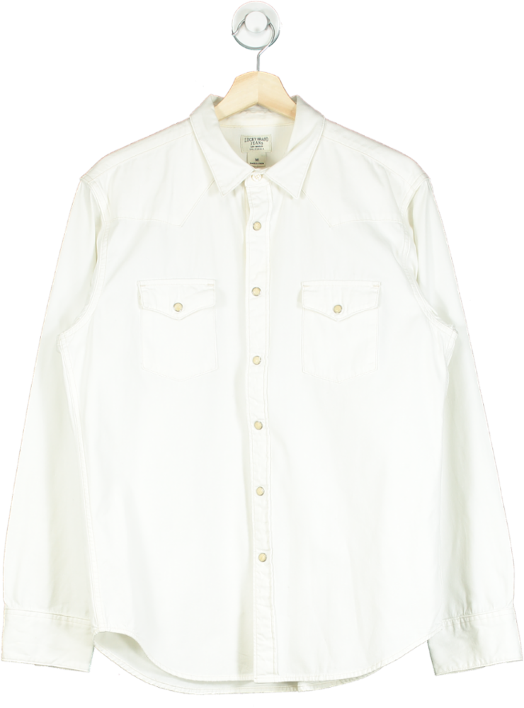 Lucky Brand White Long Sleeve Button-Down Shirt UK M