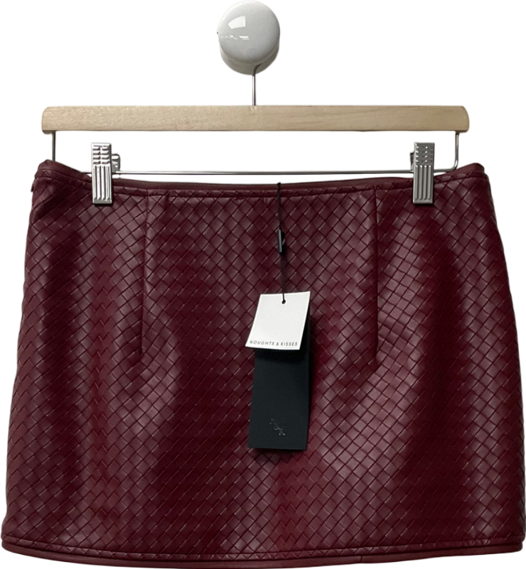 Noughts & Kisses Red Viviana Burgundy Pu Woven Mini Skirt UK M